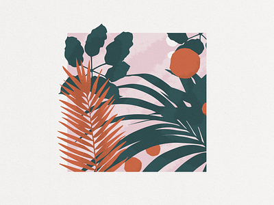 FSQ August 2019 Chart Illustration flowers green illustration minimal orange texture tropical vector
