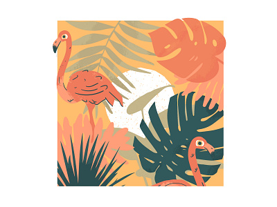 FSQ September 2019 Chart Illustration collage flamingo illustration jawbreaker orange plant illustration plants summer tropical vector warm