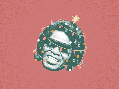 Funky Christmas christmas face flyer holiday illustration james brown lights poster stippling tree vector