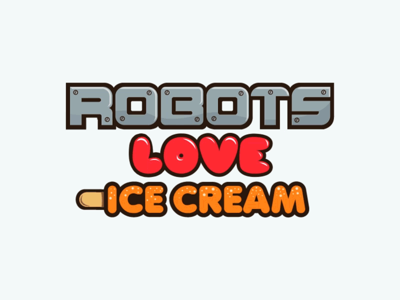 Robots Love Icecream animation branding fun icecream logo love robots type