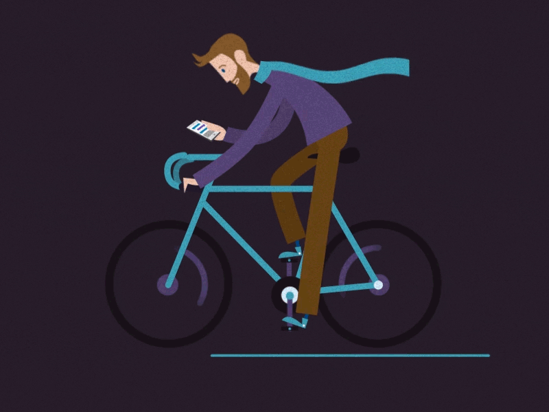 Ridin Dirty 2d 3d animation bicycle bike character cruising illustration motion texting vector
