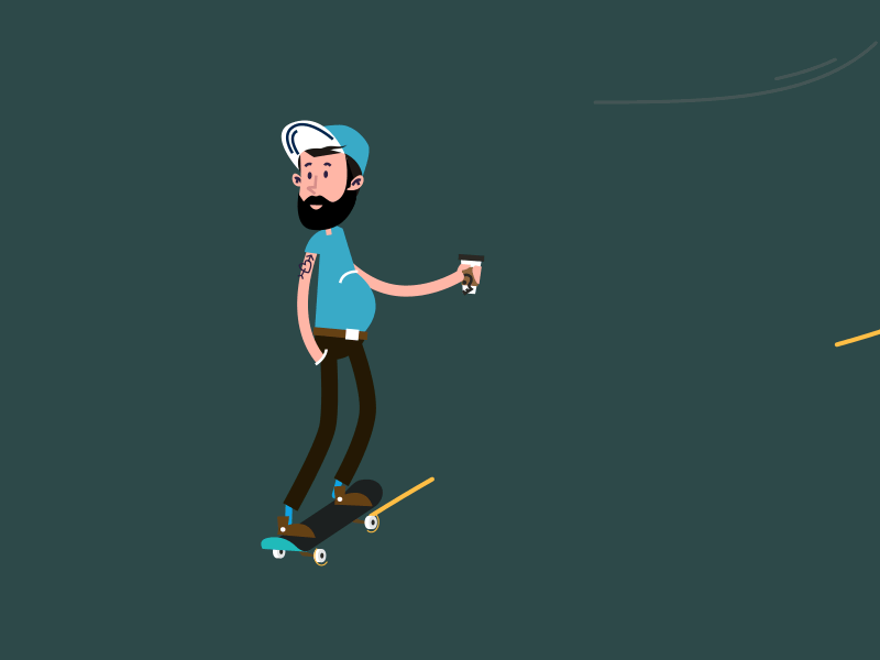 Coffee Run animation beer belly character design coffee illustration motion skateboarder vector