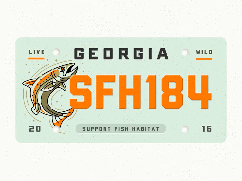 GA Fish Habitat License Plate badge design fish georgia license nature plate trout wild