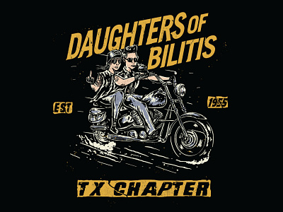 Daughters of Bilitis bilitis clasic club daughters drawing funny grunge hipster lesbian motorcycle retro traditional tshirt design