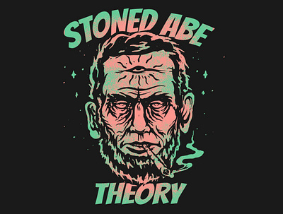 stoned abe theory abraham lincoln clasic clothing edgy funny hipster modern psychedelic stoned streetwear tshirt design