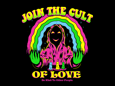 Join the cult of Love apparel clothing colorful cult dark edgy funny goth graphic design hipster illustration love metal tshirt design wizzard