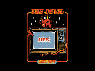 The devil instrument activism apparel awareness clasic clothing devill edgy funny graphic design illustration media propaganda retro tshirt design tv