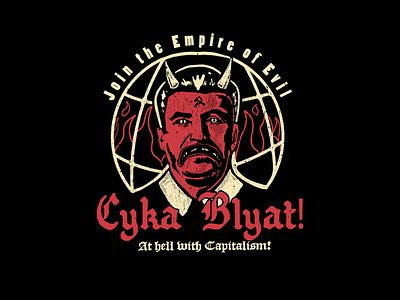 Join the empire of evil activism apparel clasic clothing communism design devil edgy evil funny illustration metal retro rock sarcastic stalin tshirt design