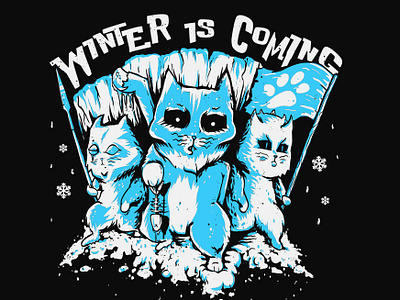 Cats White Walkers animal art cartoon cat cats clasic funny game of throne graphic design illustration movie tshirt design vector winter
