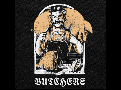Butchers butcher clasic drawing funny graphic design hipster illustration modern pig retro tshirt design