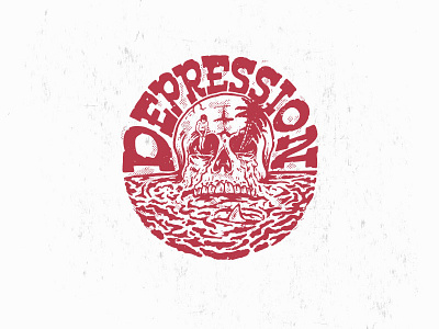 Depression clasic depression graphic design grunge hipster logo retro skull tomieo tropical tshirt design vector vintage