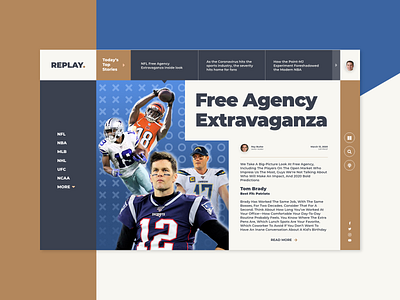 Replay. Sports News clean color graphic design landing modern news replay sports typography ui uiux design ux web web design web landing