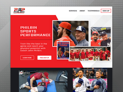 Philbin Sports Performance athletes athletics coach modern one page site sports ui ui ux ui design user interface ux web web design website design wordpress