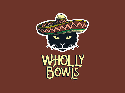 Wholly Bowls branding cat food truck graphic design illustration logo logo design sombrero texture vector