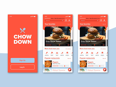 Chow Down - Working Prototype adobe xd animation app design food delivery app food delivery application prototype ui ui design user experience design user interface design ux ux design uxui web