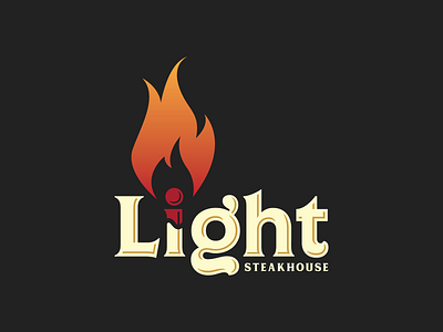 Light Steakhouse branding dailylogochallenge fire fire logo flame flame logo graphic design light logo logo design match restaurant restaurant logo steakhouse typography vector