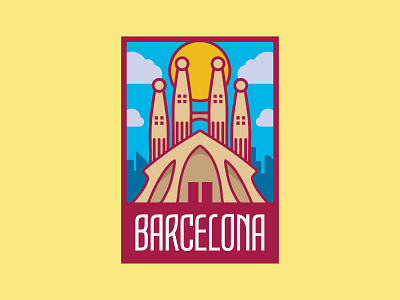Barcelona barcelona city logo dailylogochallenge gaudi illustration logo design retro sagrada familia spain typography vibrant colors