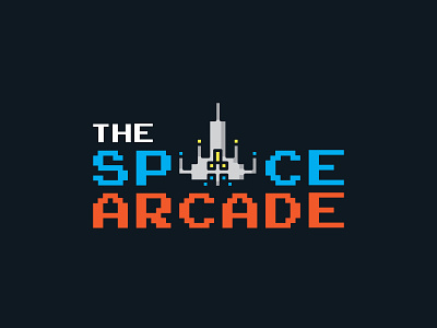 The Space Arcade arcade dailylogochallenge graphic design icon illustration logo design pixelated pixels retro space space arcade spaceship typography video game video games