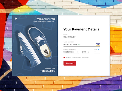 Vans - Credit Card Checkout clean ui credit card checkout credit card form dailyui dailyui 002 graffiti modern ui ui design ui ux user interface vans web design