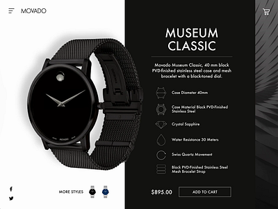 Movado Shop daily design daily100 dailyui dailyui 012 digital design ecommerce ecommerce shop movado prototype ui ui design uiux user interface user interface design watch web design