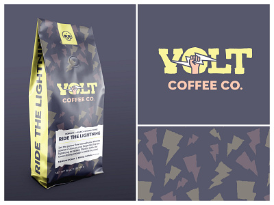 Volt Coffee Company branding coffee distressed dribbbleweeklywarmup lightning logo design package design packaging pattern ride the lightning rough typography volt