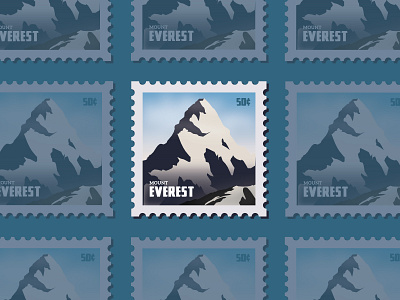 Everest Stamp dribbbleweeklywarmup everest graphic design himalayas illustration mountain peak postage stamp typography weekly warm up