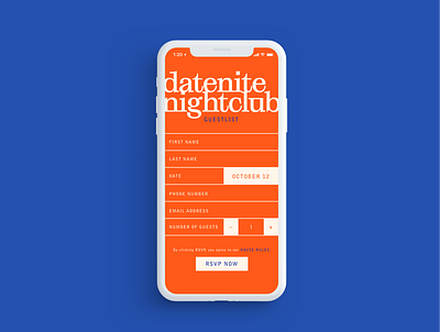 It's Datenite 🖤 design flat guestlist minimal nightclub nightlife signup ui web
