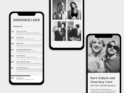 Currently listening to Disgraceland 🤘 clean design flat minimal mobile music podcast ui website