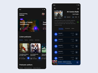 Podcast mobile application app audio design interactive design interface ios minimal player podcast ui