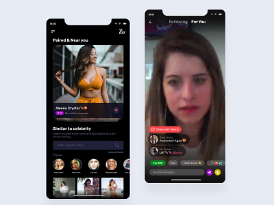 Ros - Dating Service Application #2 - Discover & Cam Shows dating design escort illustration interaction interface minimal ui ux