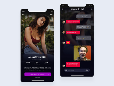 Ros - Dating Service Application #3 - Profile and Chat branding chat dating design dribbble escort illustration interaction interface minimal ui ui ux ui design ui ux