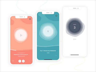 Deeply Play Screen app apple breathing design health ios loading bar meditation meditation app mobile app music now playing view pastel colors pause play player ui spotify ui ux