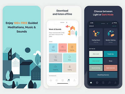 App store app store free health home screen ios app mindfulness music relax sleep ui