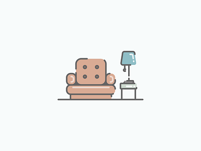 Cozy Armchair affinity designer armchair cozy icon illustration lamp lineart reading table vector