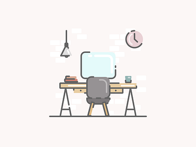 Office affinity designer chair computer desk icon illustration lineart office space vector