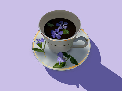 Cup of coffee coffee cup flowers graphic design icon illustration mood nature realistic violet