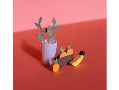 Still Life - Oranges + Banana editorial art editorial illustration food illustration illustration illustrator paper paper art paper craft paper illustration papercraft papercut