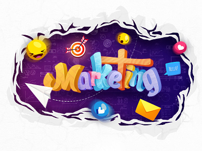 Marketing Wall Illustration 3d colors illustration marketing marketing agency wall