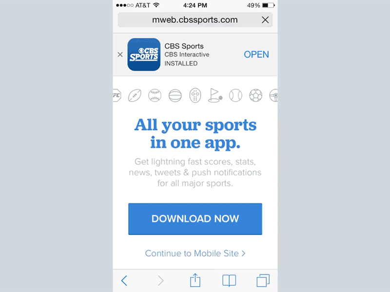 CBS Sports Mobile Splash download icons marketing mobile splash sports