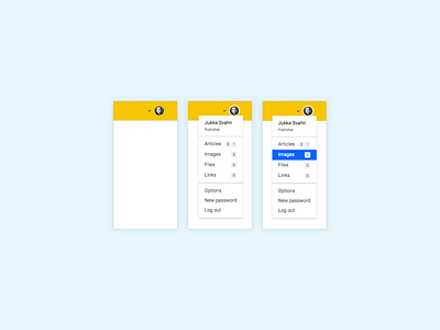 Account Menu cms css design ui web