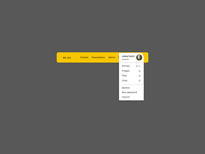 Account Menu 2 cms css design ui web