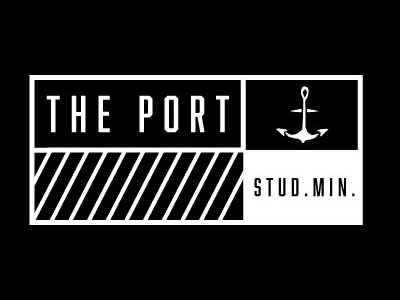The Port Student Ministries Hat anchor apparel black branding design hat label simple white