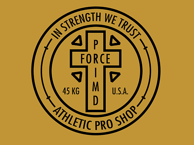 In Strength We Trust badge gold graphic design t shirt vector