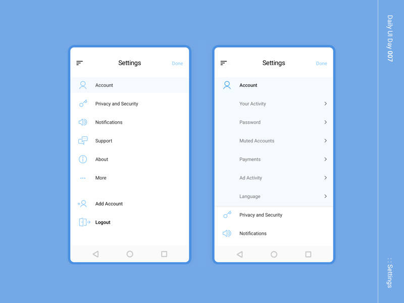 Daily UI day 007 dailyui 002 design setting settings ui app app design dailyui 007 dailyui 005 dailyui 001 ui ux ui ux user interface user experience ui design mobile mobile app design dailyuichallenge dailyui daily 100 challenge