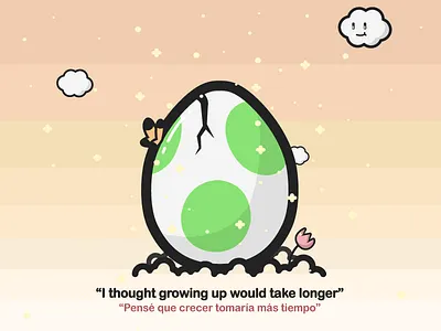 Growing Up art artwork childhood chill cute design egg flat graphic growing icon iconography illustration island minimal outline sticker vector wallpaper yoshi