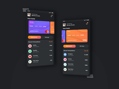 Fintech Dark Mode UI app banking card dark app dark mode dark ui design dropshadow finance fintech transaction trending uidesign