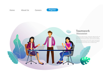 Design web templates for teamwork concept. design homepage illustration interface internet landing layout male marketing mobile mockup networking office page people person presentation seo teamwork vector