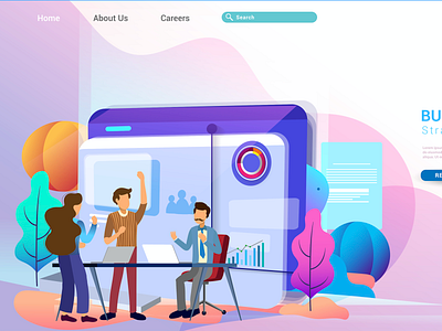 Landing page template design of teamwork concept app branding dashbaord design desktop development digital flat graphic design homepage illustration internet landing layout marketing mobile page ui ux vector