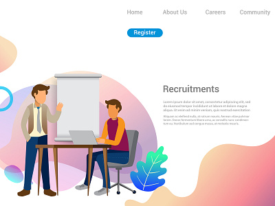 Design web templates of Business Recruiting background business businessman career ceo characters company computer concept customer dashboard design discussion employee employment experience flat human ui vector