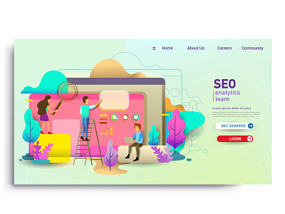 Social media marketing landing page template. app art branding design desktop development digital flat graphic design homepage illustration internet landing layout marketing mobile page ui ux vector